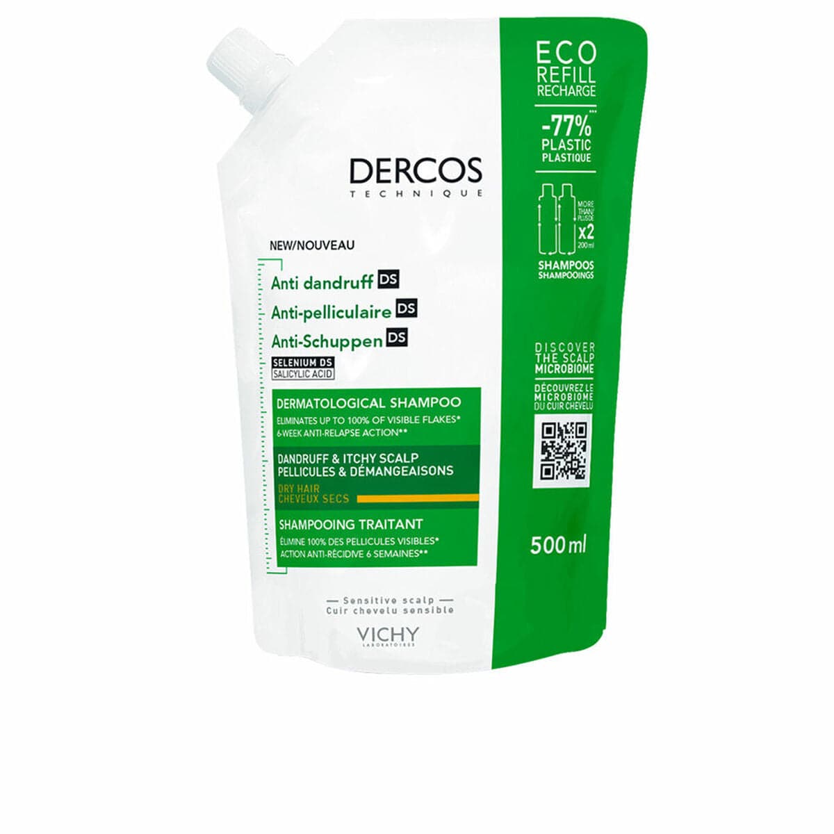 Anti-dandruff Shampoo Vichy Dercos Refill Dry hair 500 ml-0