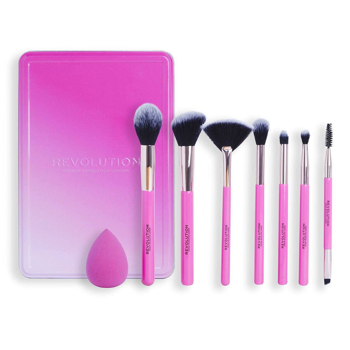 Set of Make-up Brushes Revolution Make Up The Brush Edit Pink 8 Pieces-0