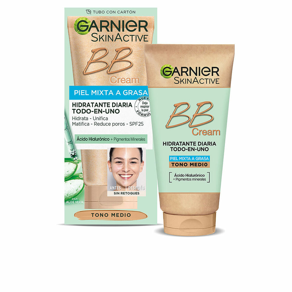 Hydrating Cream with Colour Garnier Skinactive Bb Cream Combination Skin Oily skin Medium 50 ml Spf 25-0